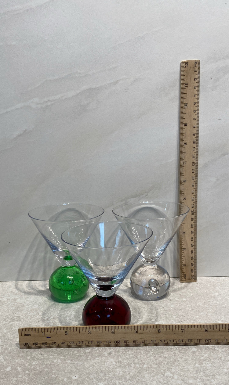 Set of 3 Martini Glasses