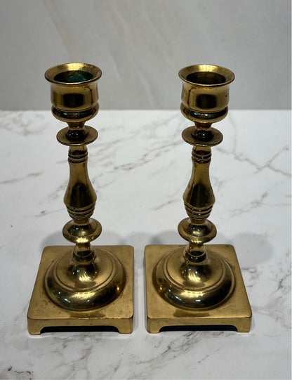 Set of 2 Brass Candleholders