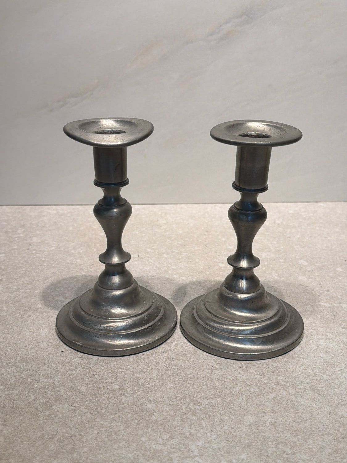 Set of 2 Pewter Candle Holders