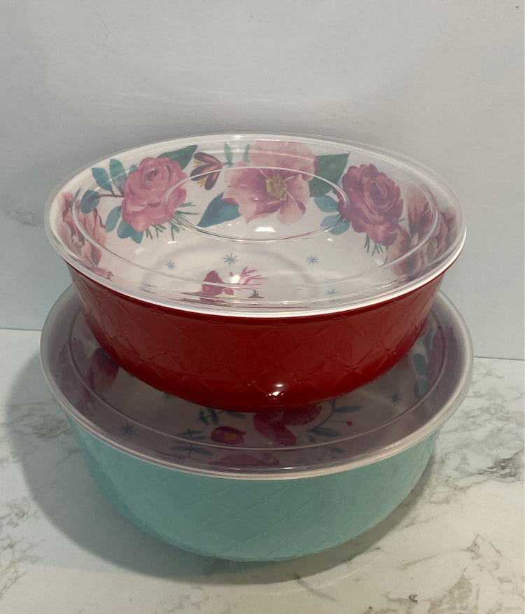 Set of 2 Pioneer Woman Bowls (Covered)