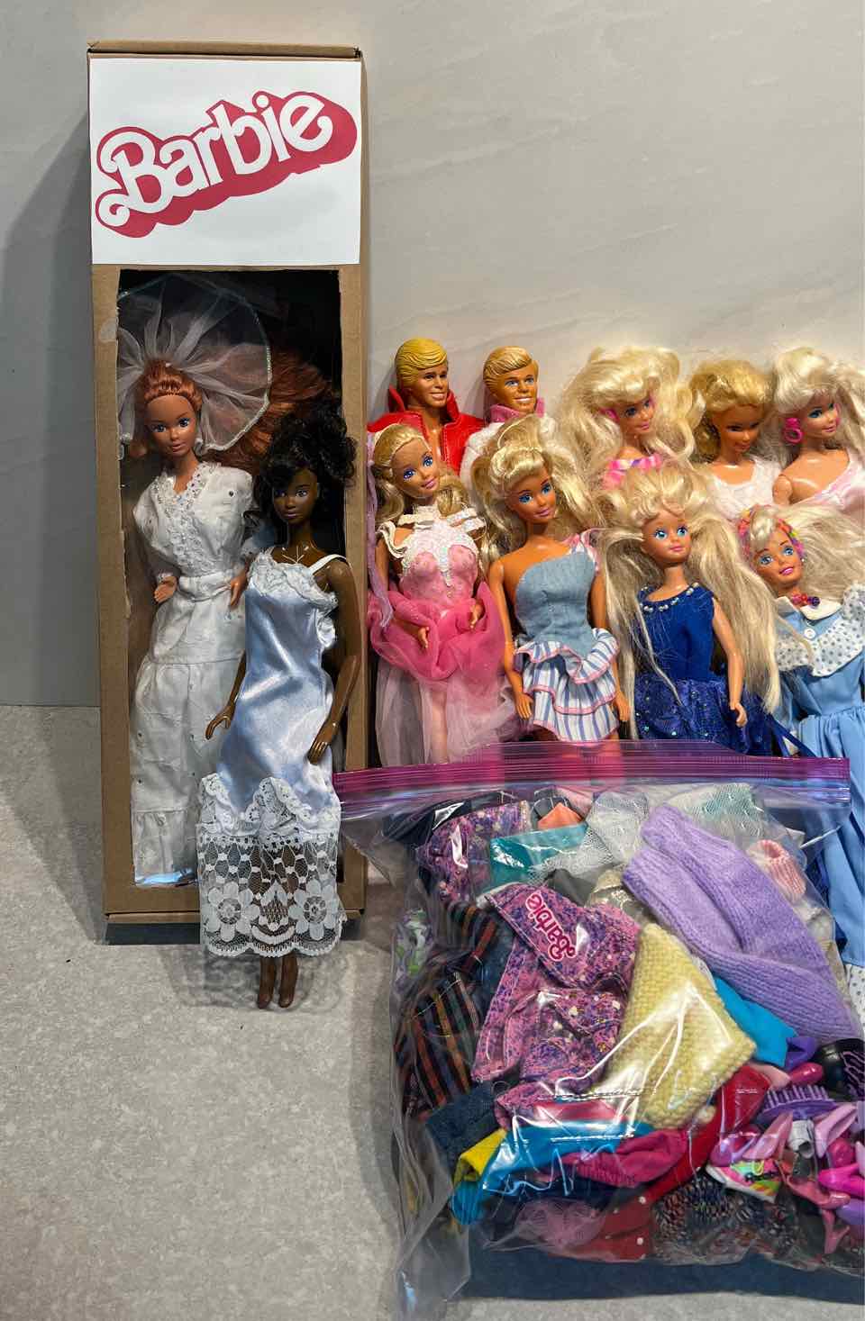 Lot of Vintage Barbie Dolls, Clothes, & Furniture