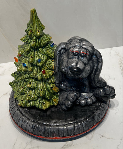 Vintage Ceramic Tree With Dog