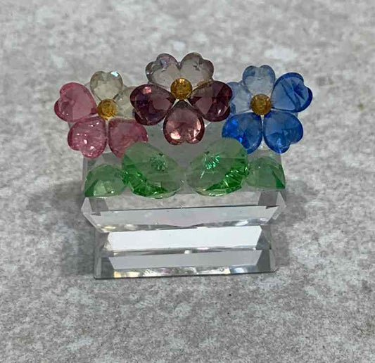 Crystal World Pansies Figurine