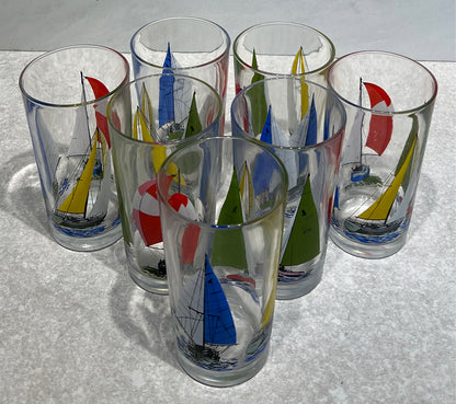 Set of 7 Vintage Sailboat GLasses