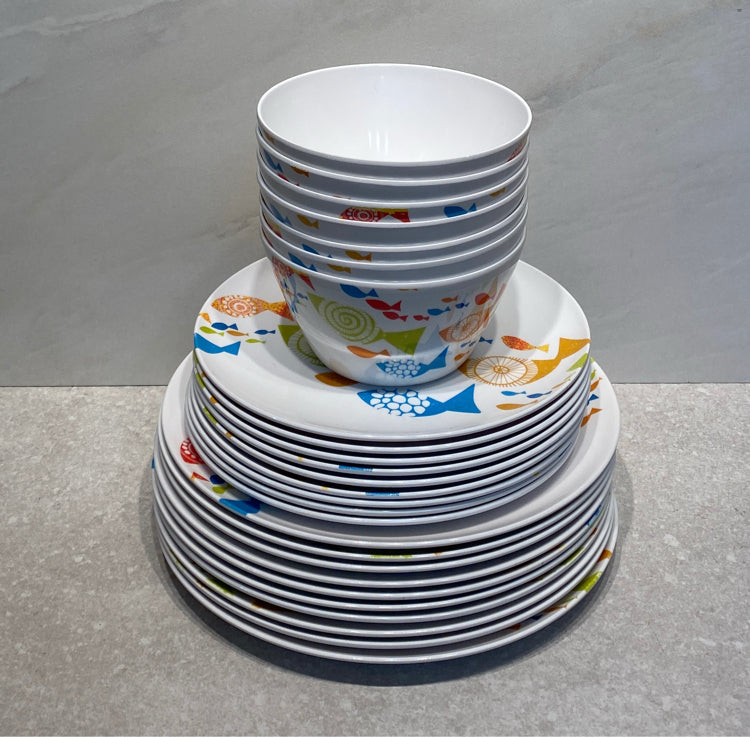 Set of 24  Crate And Barrel Plastic Dishes