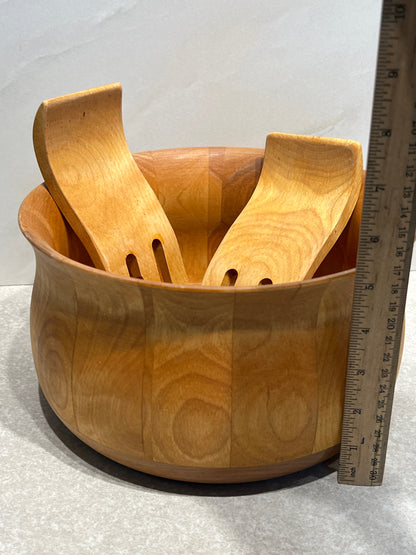 Wood Salad Bowl With Forks