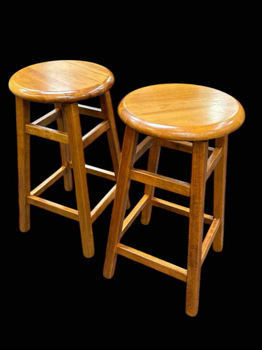 Set of 2 Wooden Stools