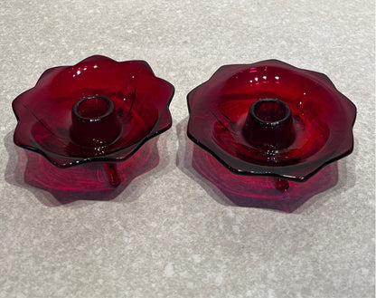 Pair of Red Candleholders