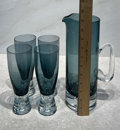 Block Crystal Alborg Pitcher and 4 Glasses