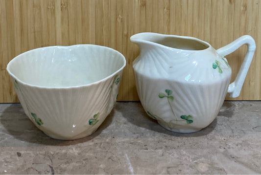 Belleek Sugar and Creamer