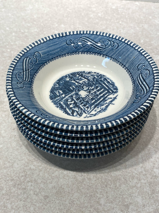 Set of 6 Currier and Ives Bowl