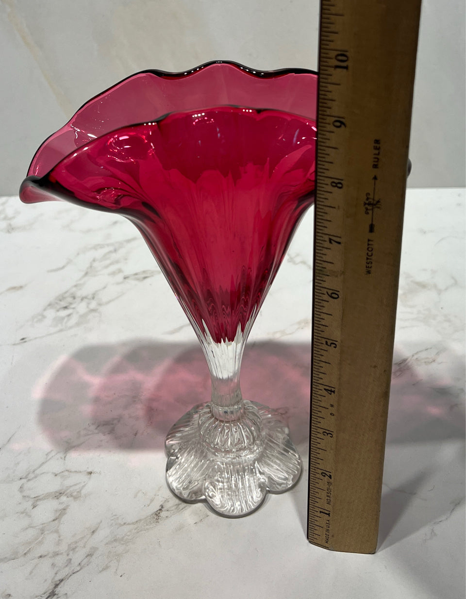 Cranberry Ruffle Vase