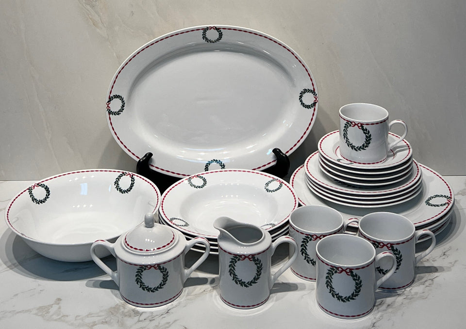 Laura Ashley Holly Wreath Dinnerware Set