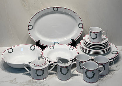 Laura Ashley Holly Wreath Dinnerware Set