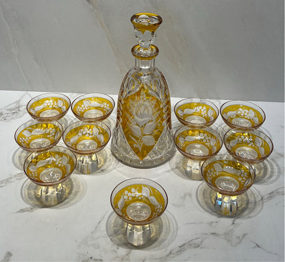 Cut To Clear Decanter With 11 Glasses
