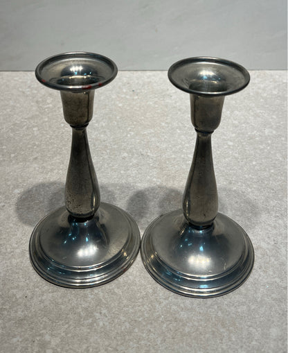 Set of 2 Pewter Candleholders