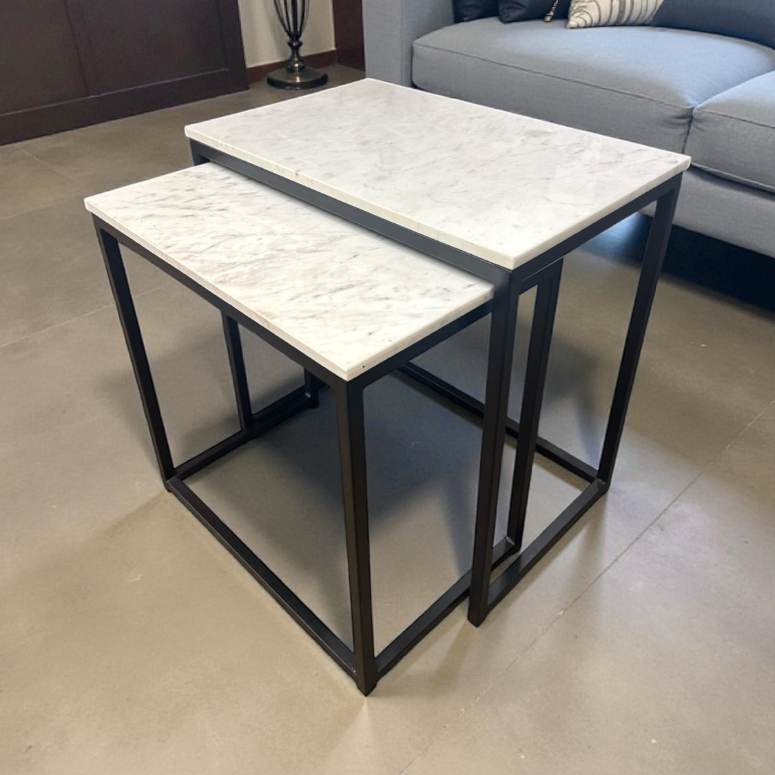 Set of 2 Nesting Marble Top Tables