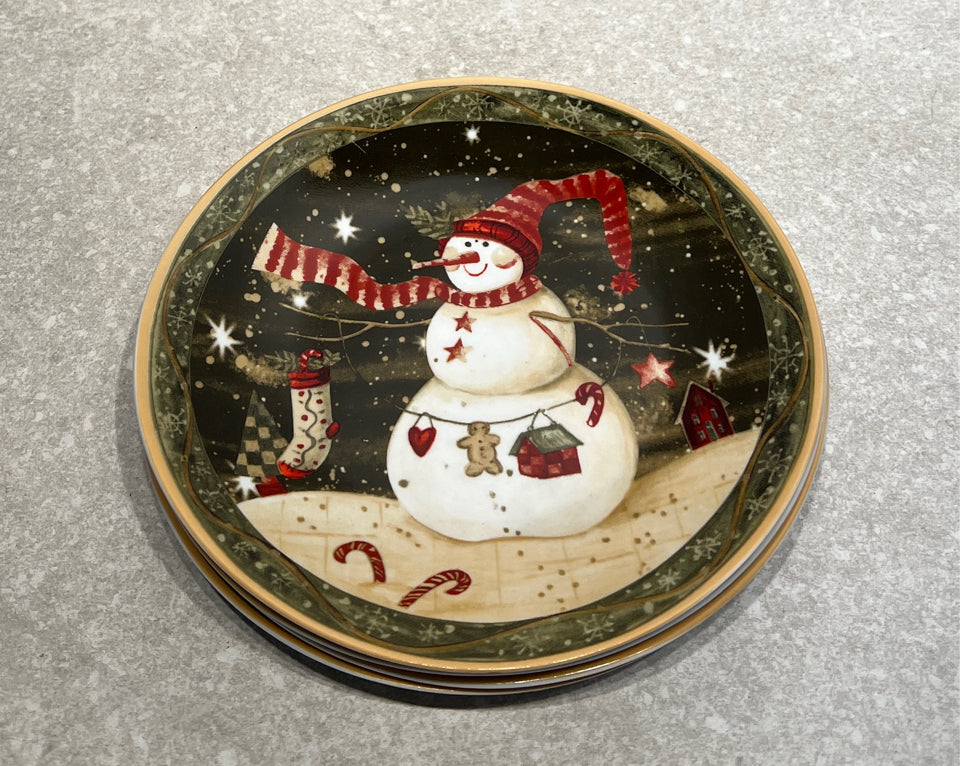 Set of 4 Snowman Plates