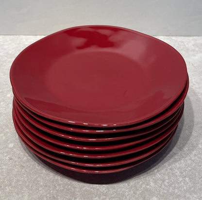 Set of 7 Crate And Barrel  Red Plates