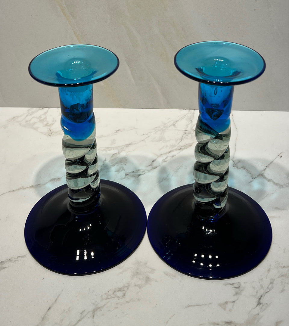 Pair of Handblown Candleholders