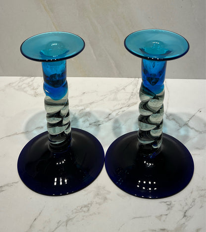 Pair of Handblown Candleholders