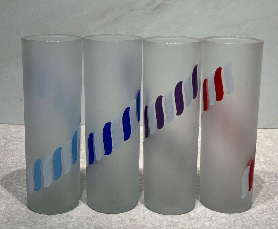 Set of 4 Vintage Candy Stripe Glasses