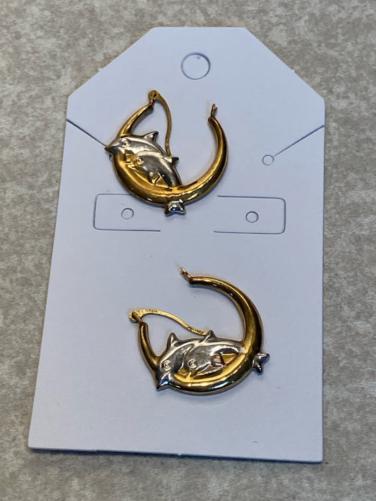 14K Dolphin Earrings