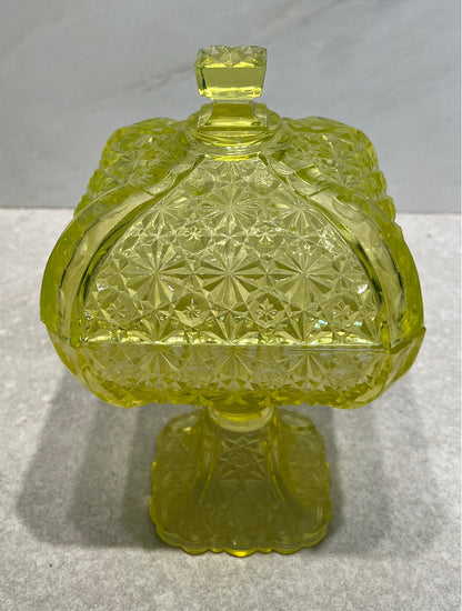 Vaseline Daisy Covered Compote - as is