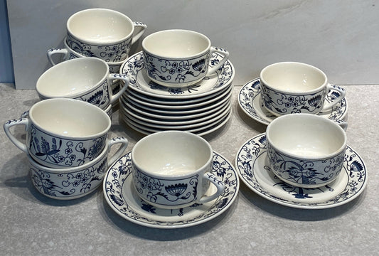 Blue Onion Cups and Saucers
