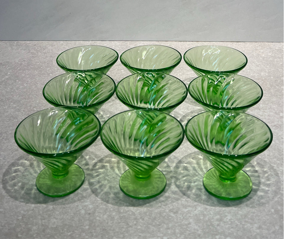 Set of 9 Uranium Glasses