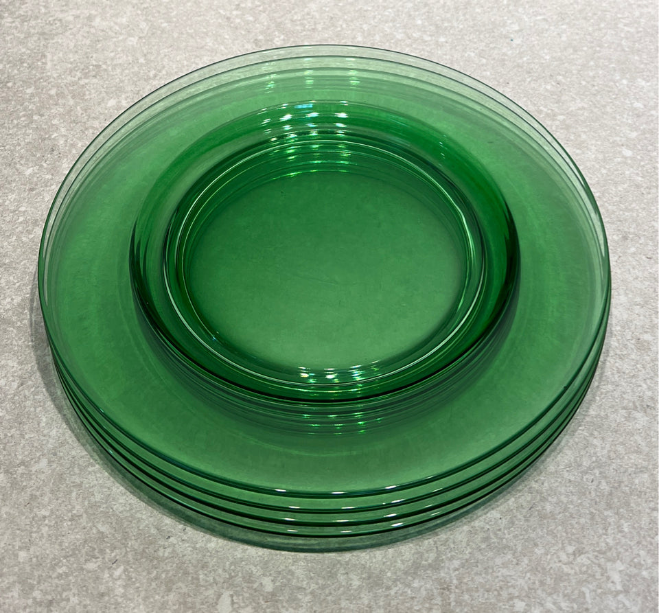 Set of 4 Green Uranium Dinner Plates