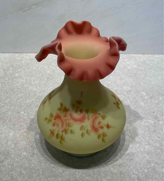 Fenton Rose Burmese Vase