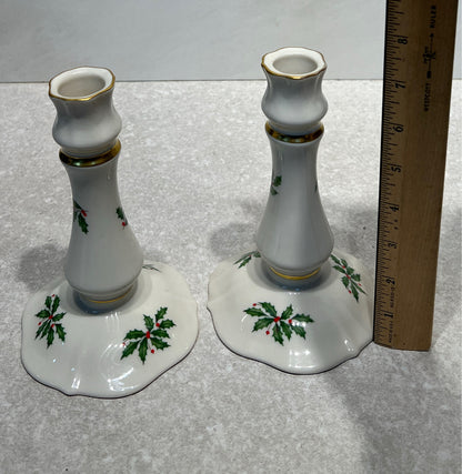 Set of 2 Lenox Holiday Candleholders