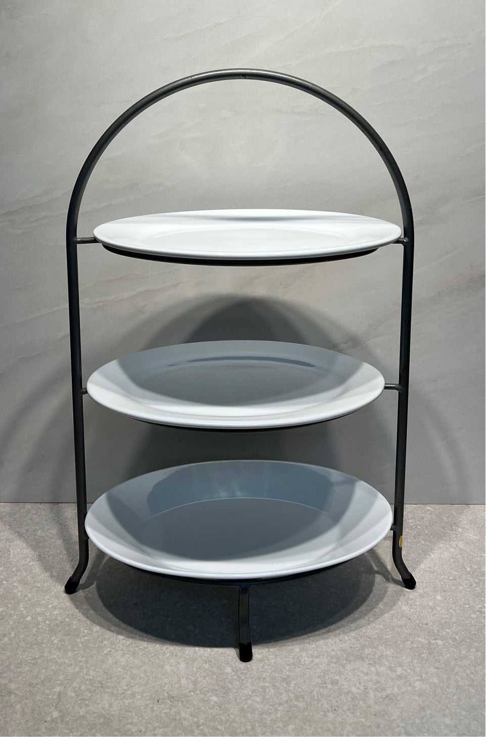 Set of 3 Crate and Barrel Plates on Stand
