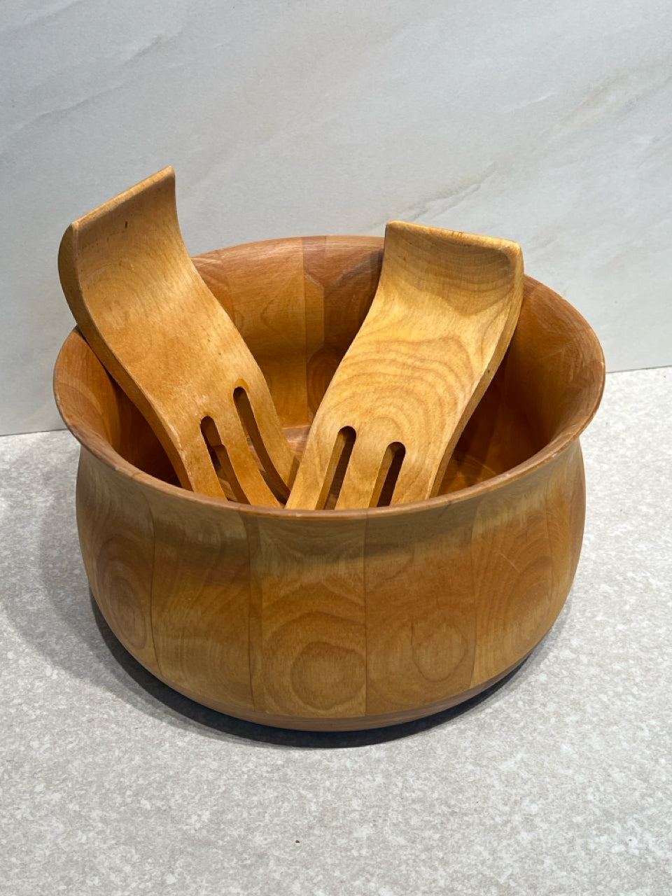 Wood Salad Bowl With Forks