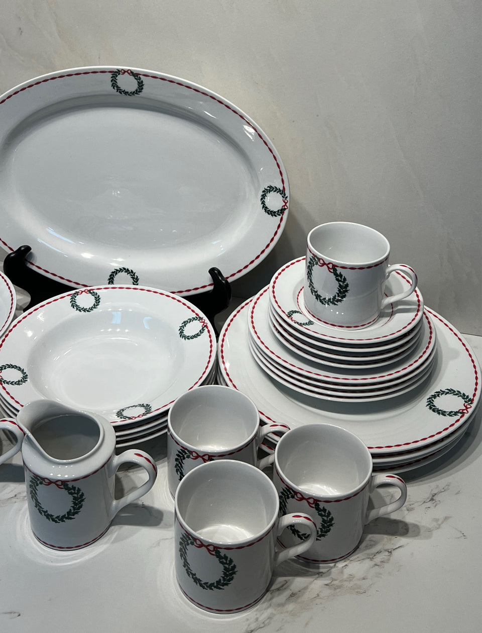Laura Ashley Holly Wreath Dinnerware Set
