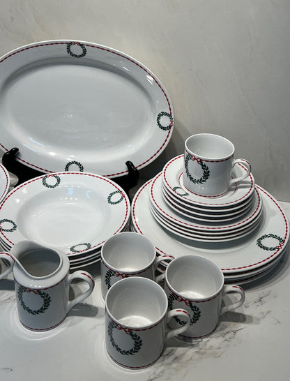 Laura Ashley Holly Wreath Dinnerware Set