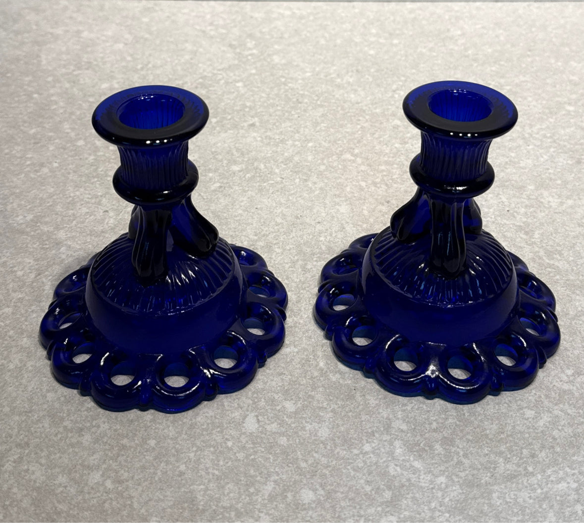 Set of 2 Blue Candleholders