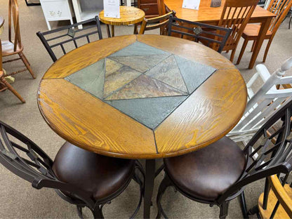 Round Pub Table With 4 Stools 40" Round
