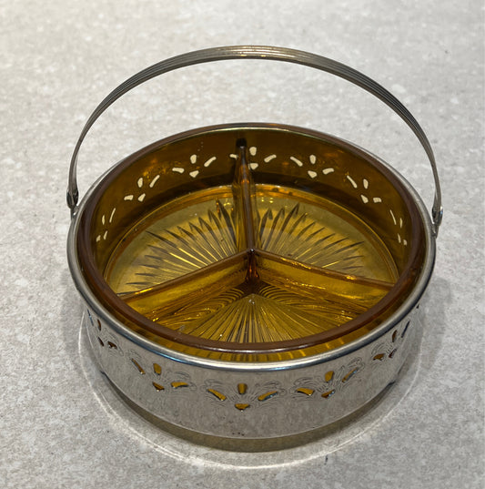 Amber Dish In Carrier