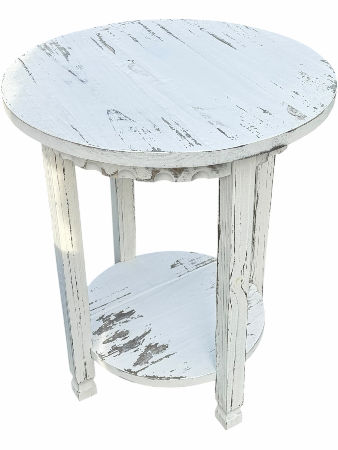 White Round End Table