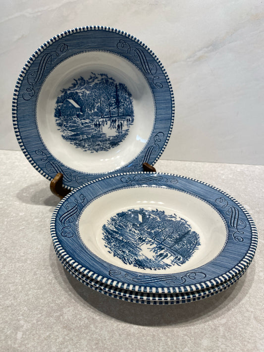 Set of 4 Currier and Ives Bowls