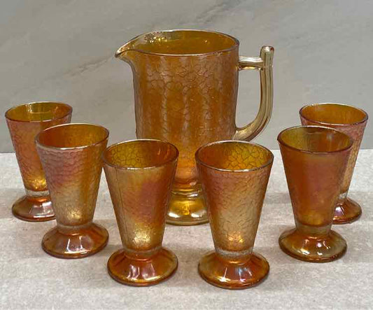 Jeanetter Pitcher and 6 Glasses