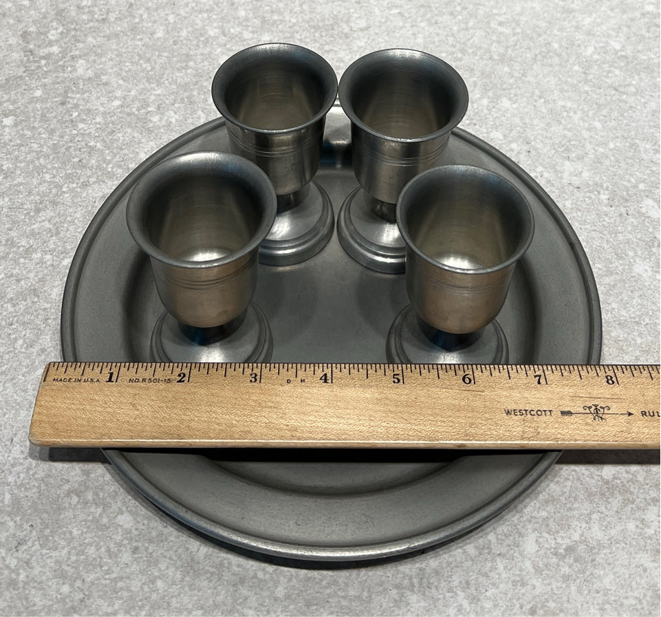 Pewter Cordial Set On Tray