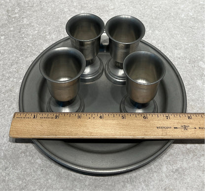 Pewter Cordial Set On Tray
