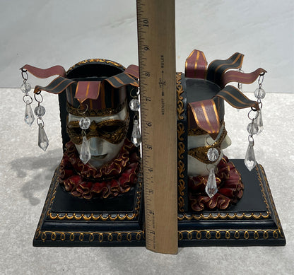 Pair - Harlequin Face Bookends