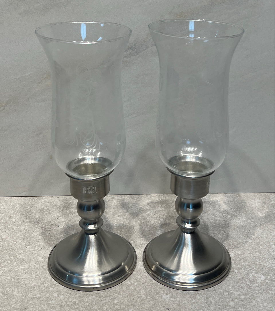 Set of 2 Pewter Candle Holders