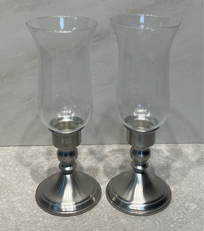 Set of 2 Pewter Candle Holders