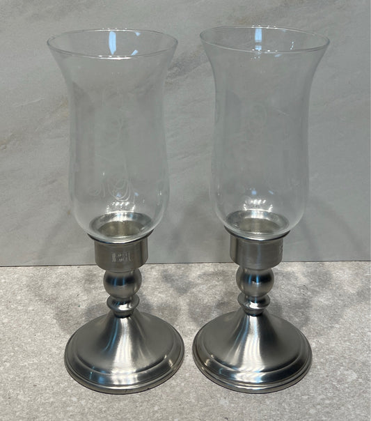Set of 2 Pewter Candle Holders