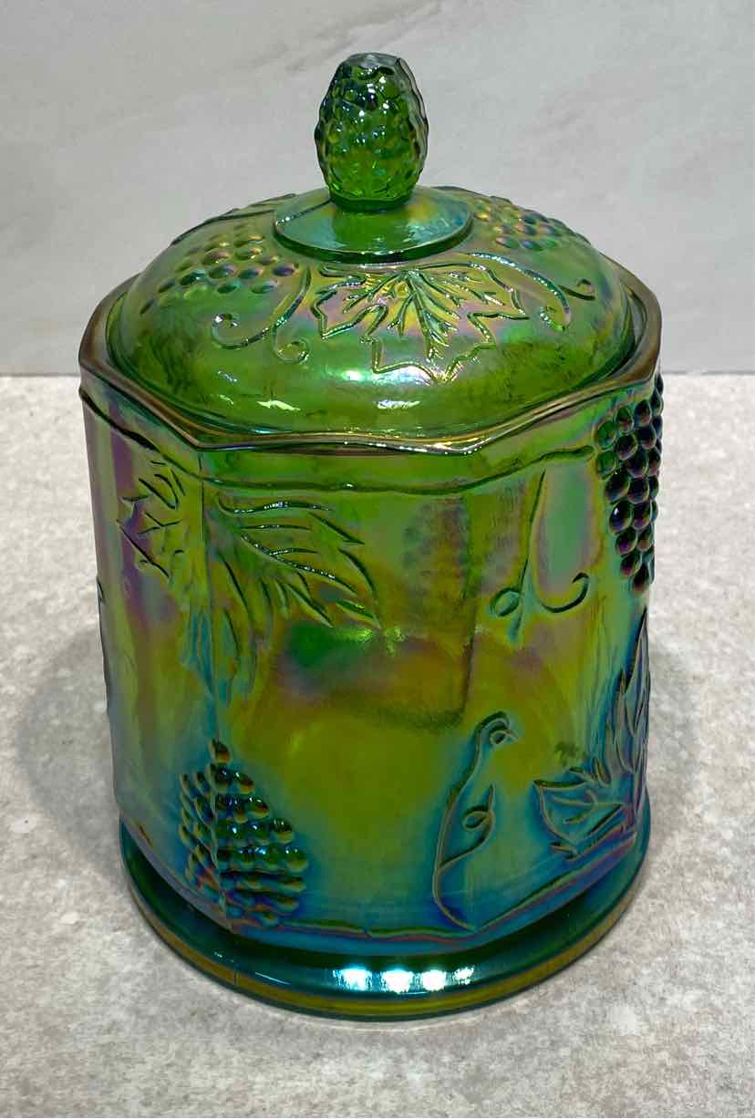 Carnival Glass Covered Jar